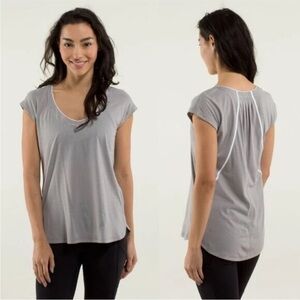 Lululemon Light Gray Seriously Light Luon Pleated Track Tee | Women's